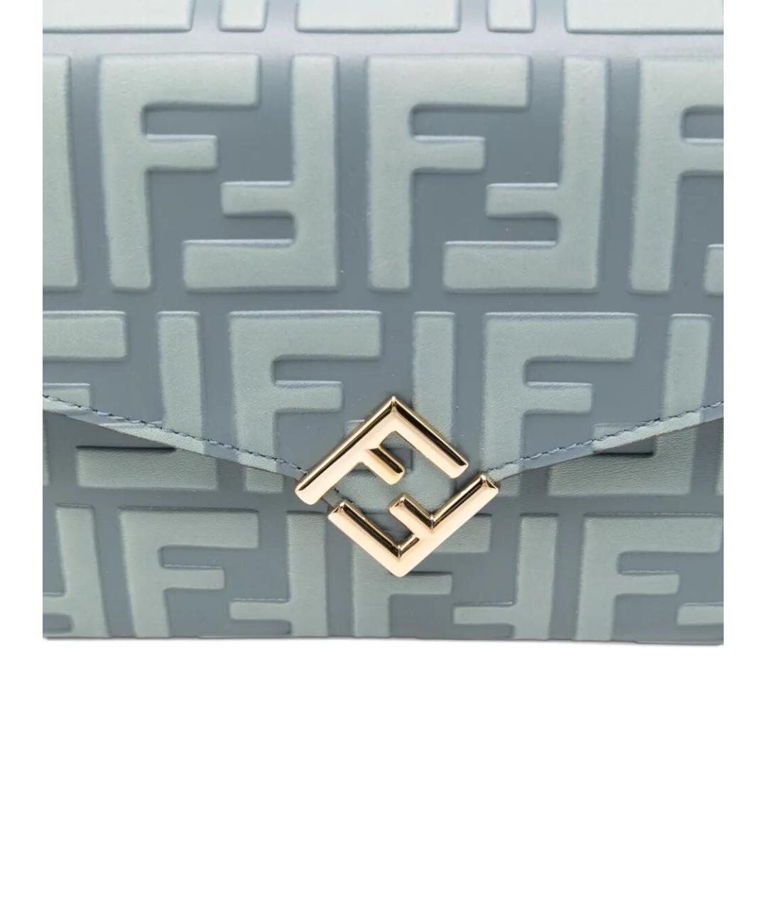 FENDI Голубая кожаная сумка через плечо, фото 4