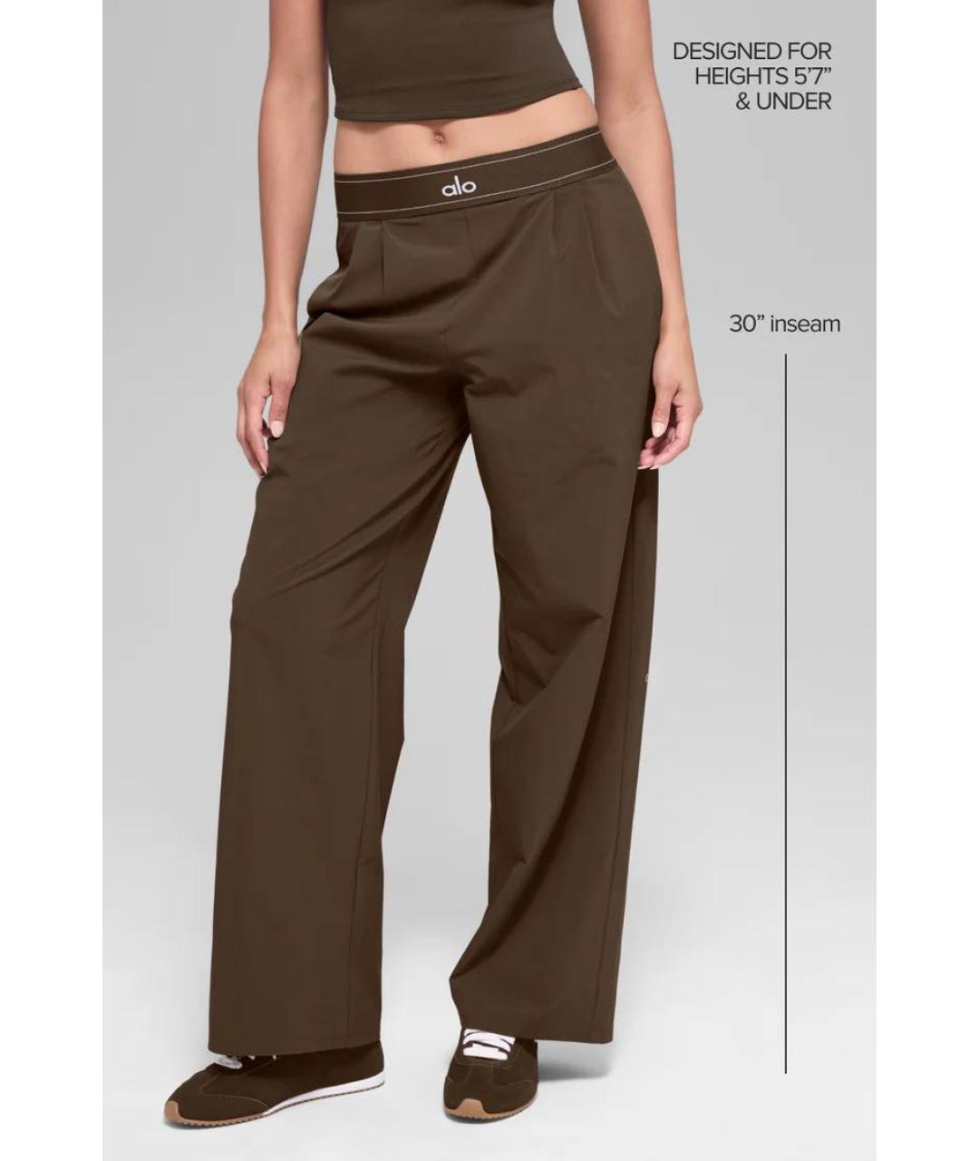 ALO YOGA Коричневые хлопковые прямые брюки, фото 5
