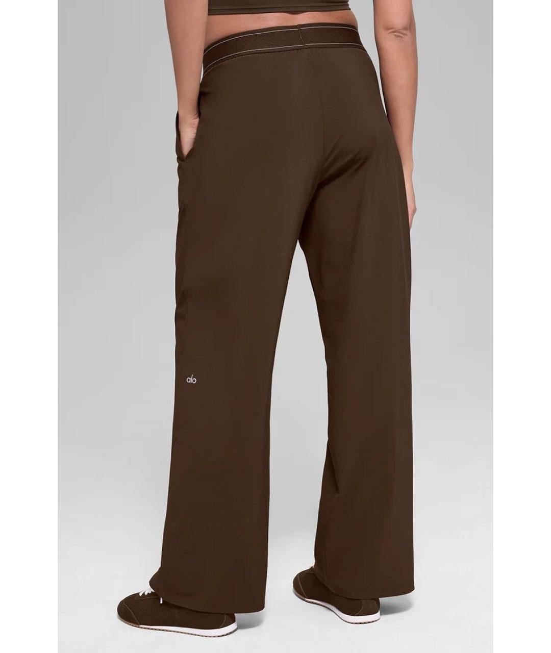 ALO YOGA Коричневые хлопковые прямые брюки, фото 3