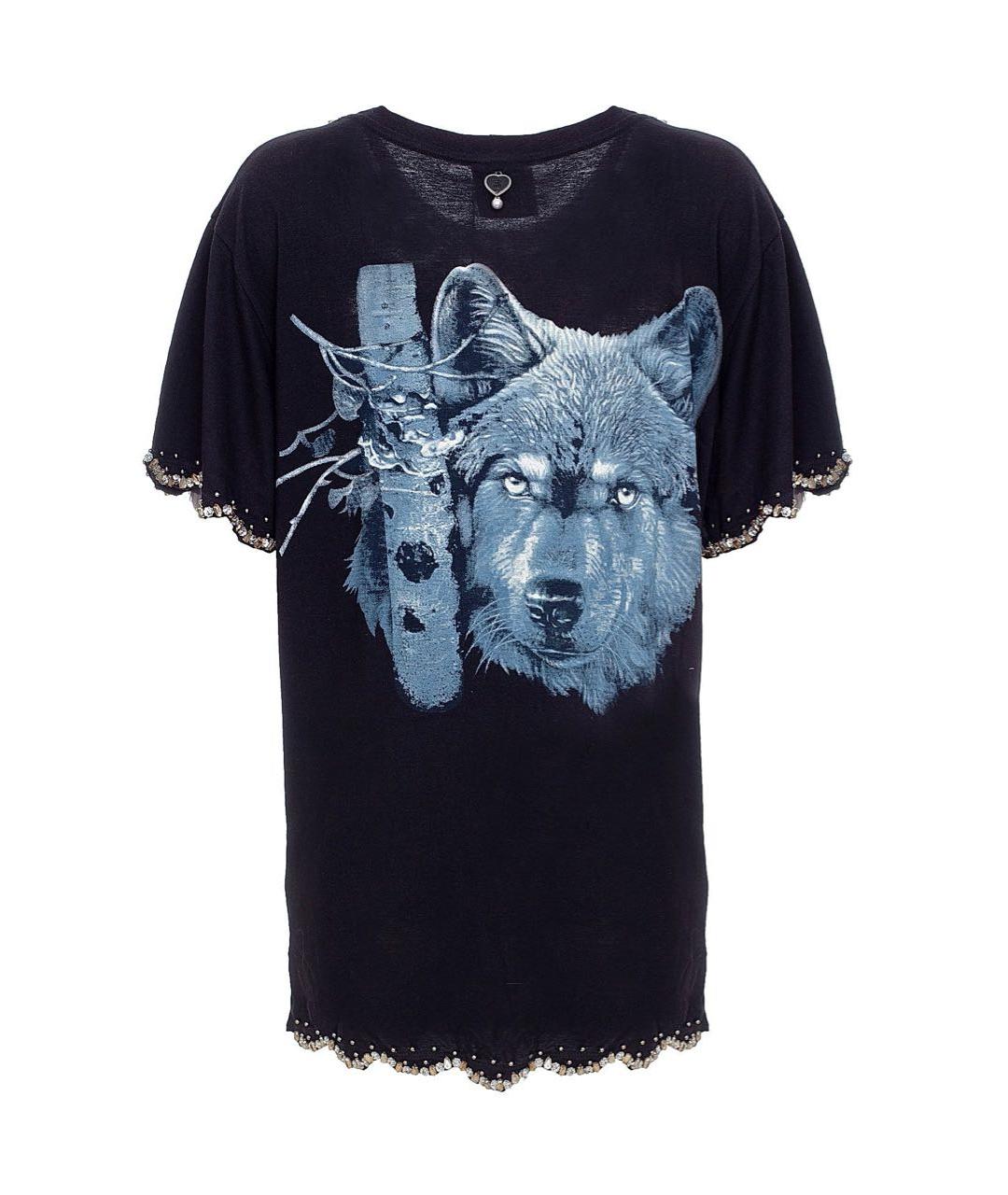 TWIN-SET Черная хлопковая футболка, фото 2