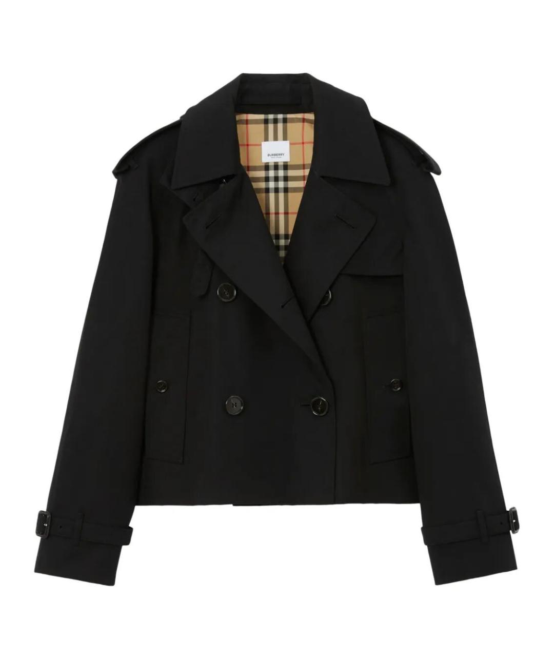 BURBERRY Черный хлопковый тренч/плащ, фото 1