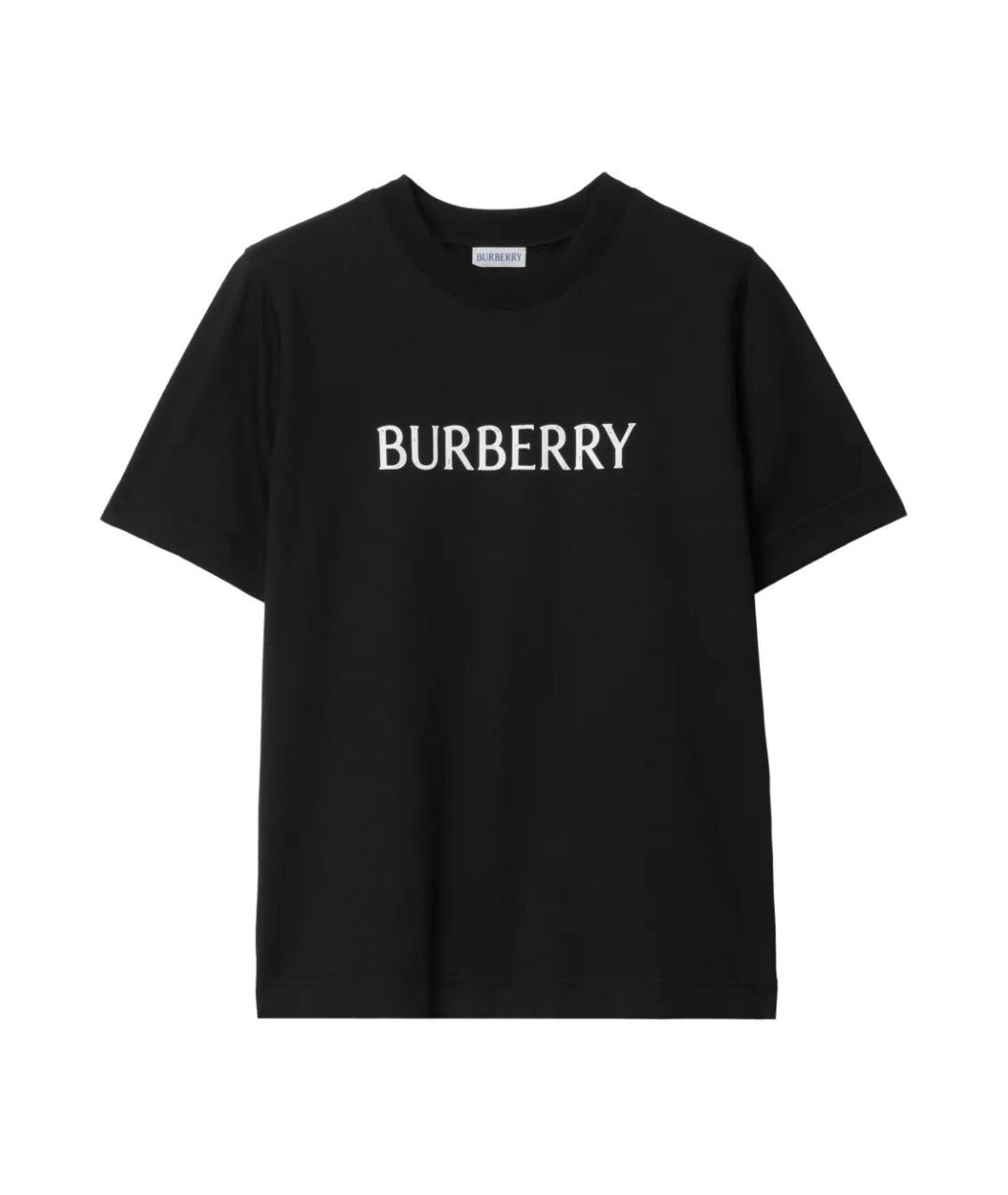 BURBERRY Черная хлопковая футболка, фото 1