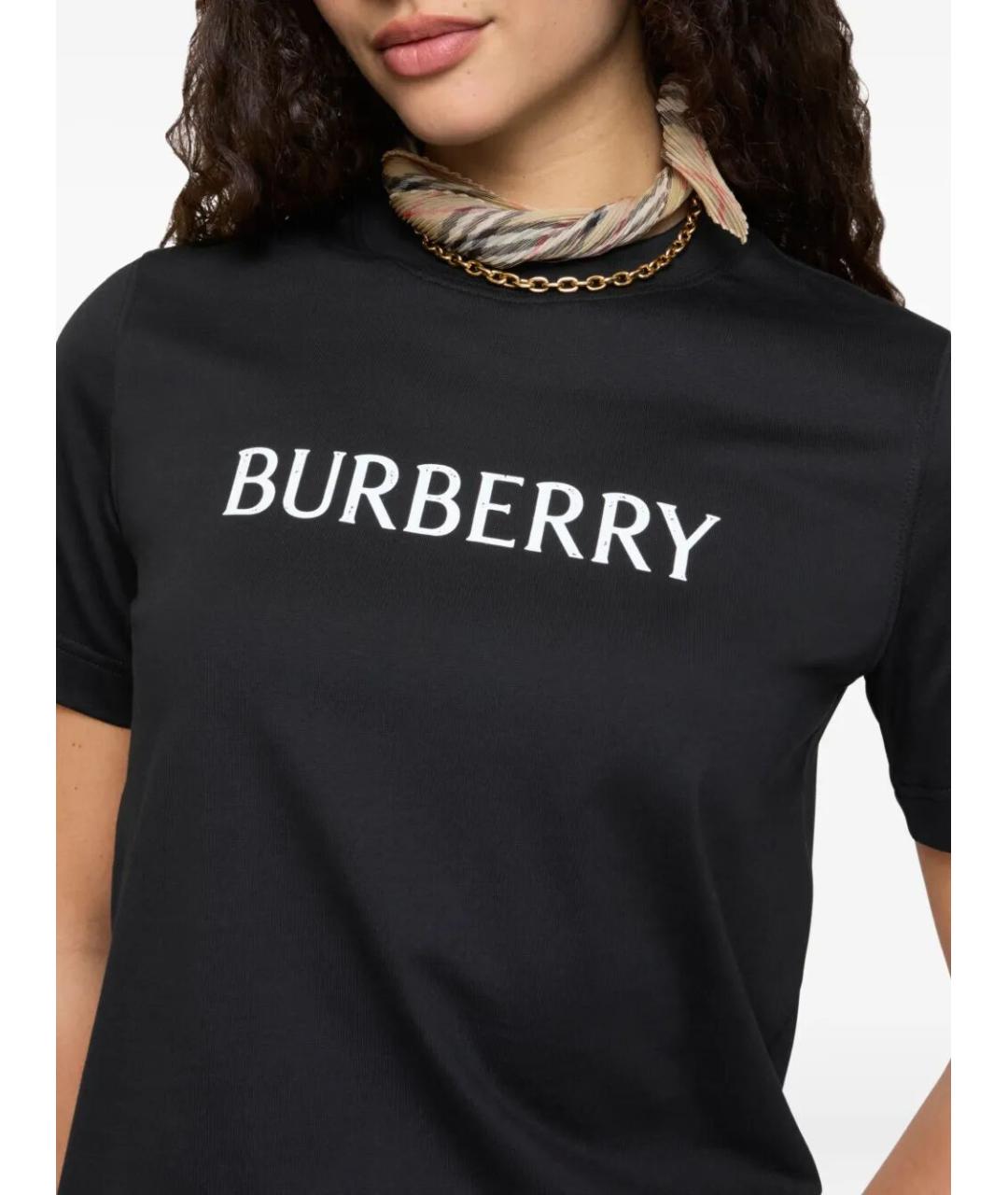 BURBERRY Черная хлопковая футболка, фото 3