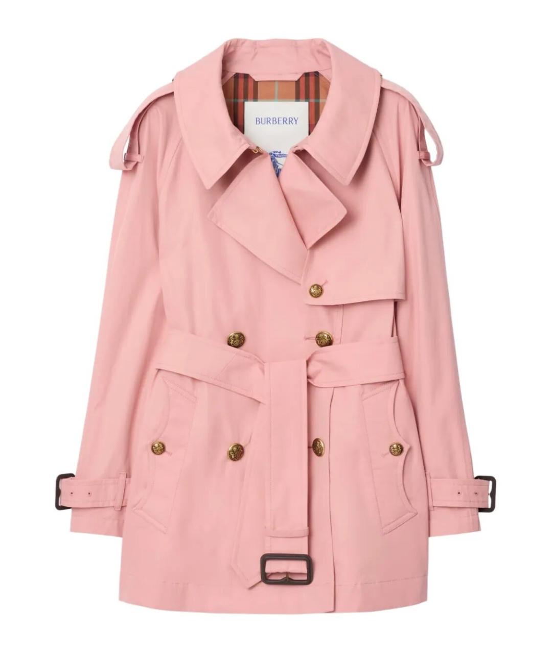 BURBERRY Розовый хлопковый тренч/плащ, фото 1