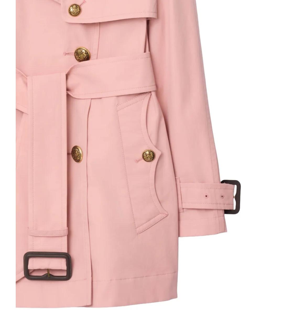 BURBERRY Розовый хлопковый тренч/плащ, фото 2