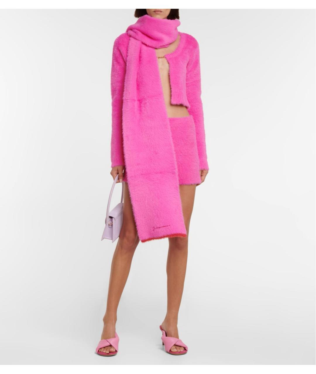 JACQUEMUS Розовый шерстяной шарф, фото 5