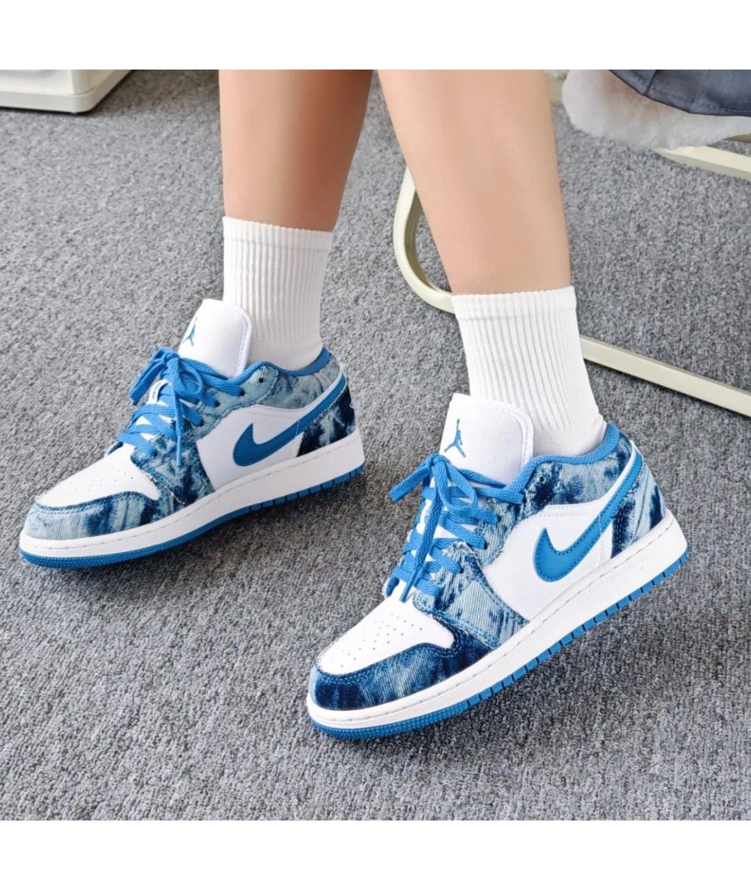 JORDAN Голубые текстильные кроссовки, фото 4