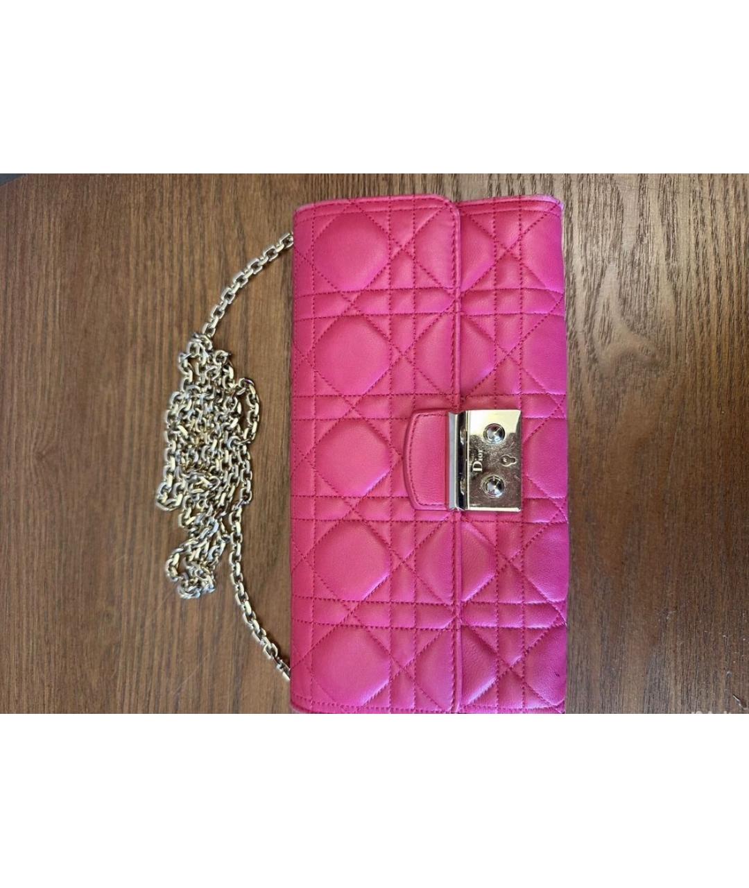 CHRISTIAN DIOR Розовая кожаная сумка через плечо, фото 3