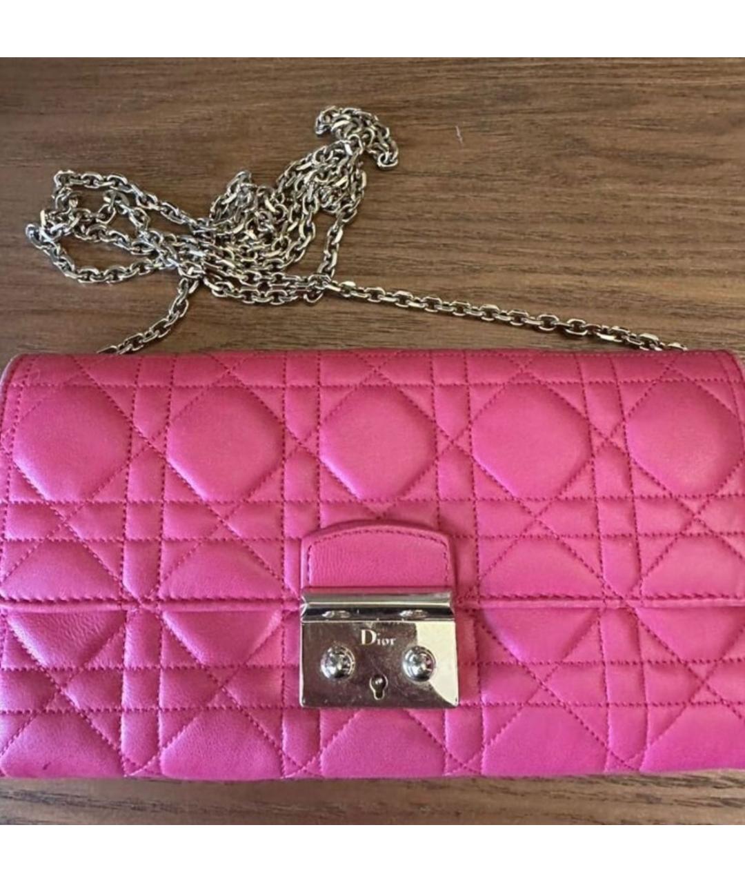 CHRISTIAN DIOR Розовая кожаная сумка через плечо, фото 2