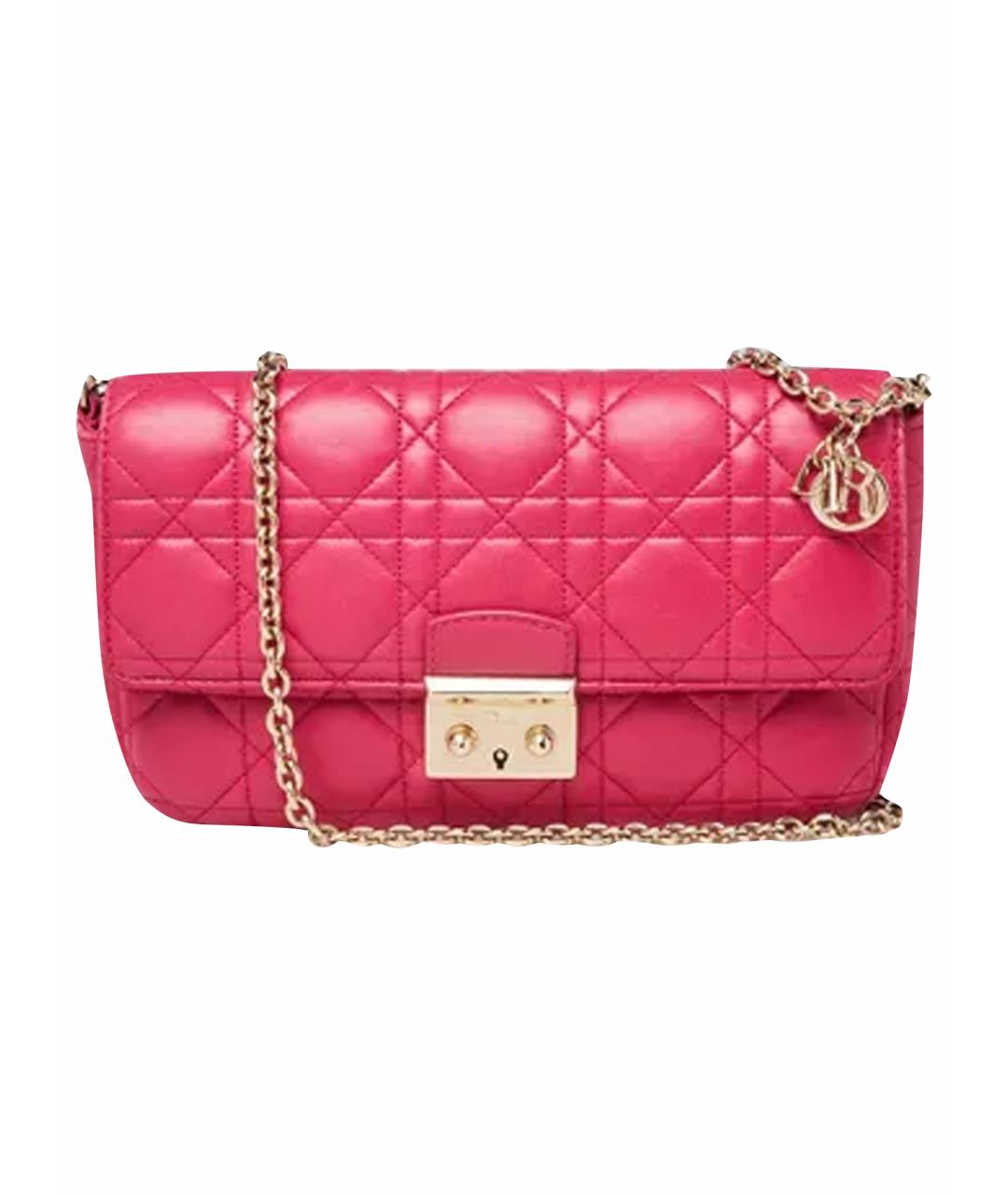 CHRISTIAN DIOR Розовая кожаная сумка через плечо, фото 1