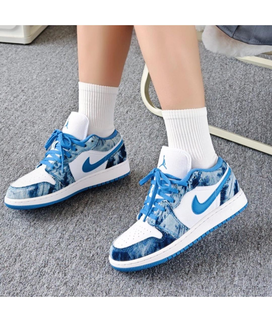 JORDAN Голубые текстильные кроссовки, фото 4