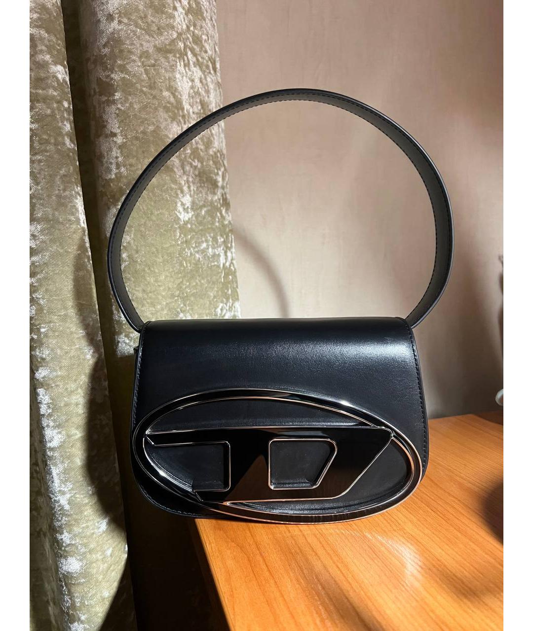 DIESEL Черная кожаная сумка с короткими ручками, фото 5