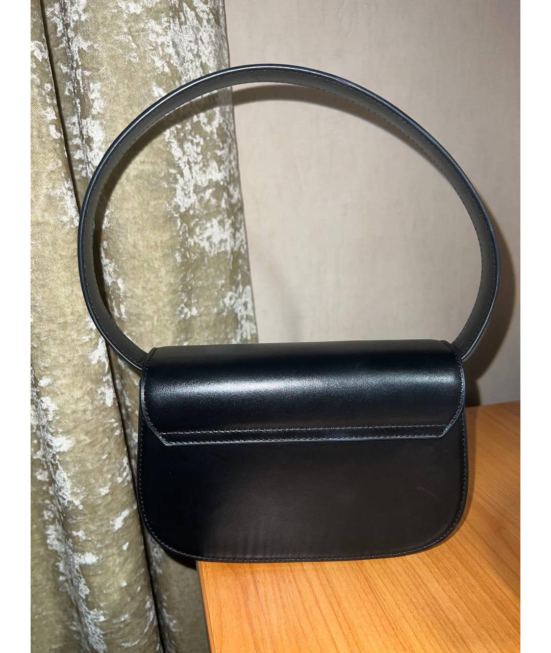 DIESEL Черная кожаная сумка с короткими ручками, фото 4