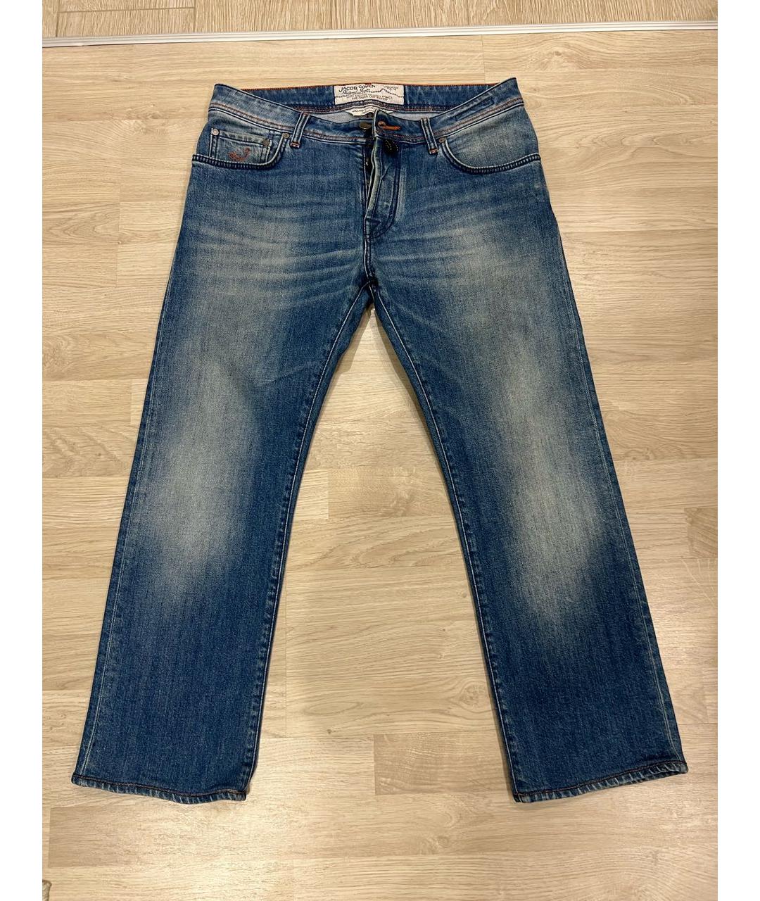 JACOB COHEN Синие хлопко-эластановые прямые джинсы, фото 6