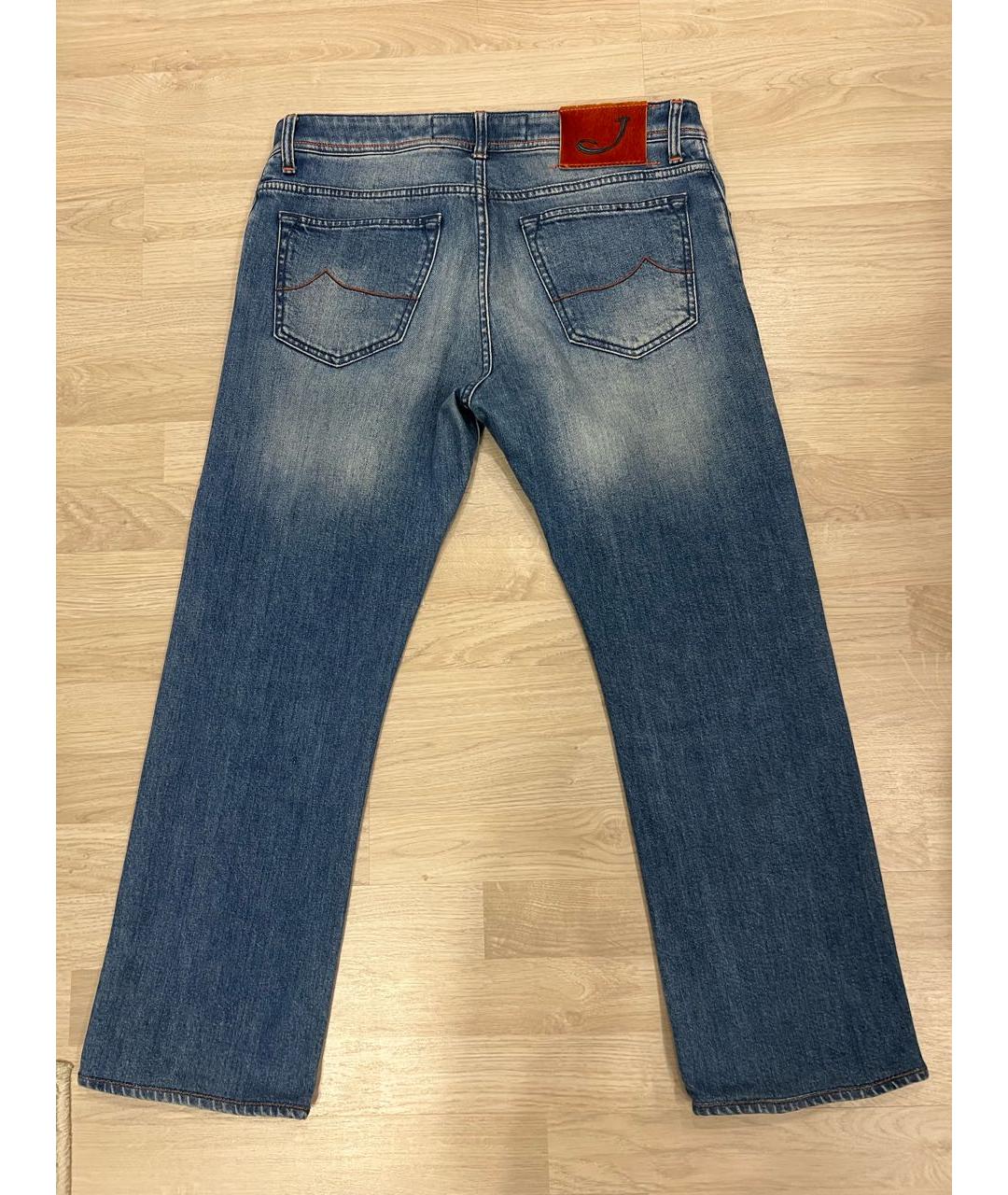 JACOB COHEN Синие хлопко-эластановые прямые джинсы, фото 4