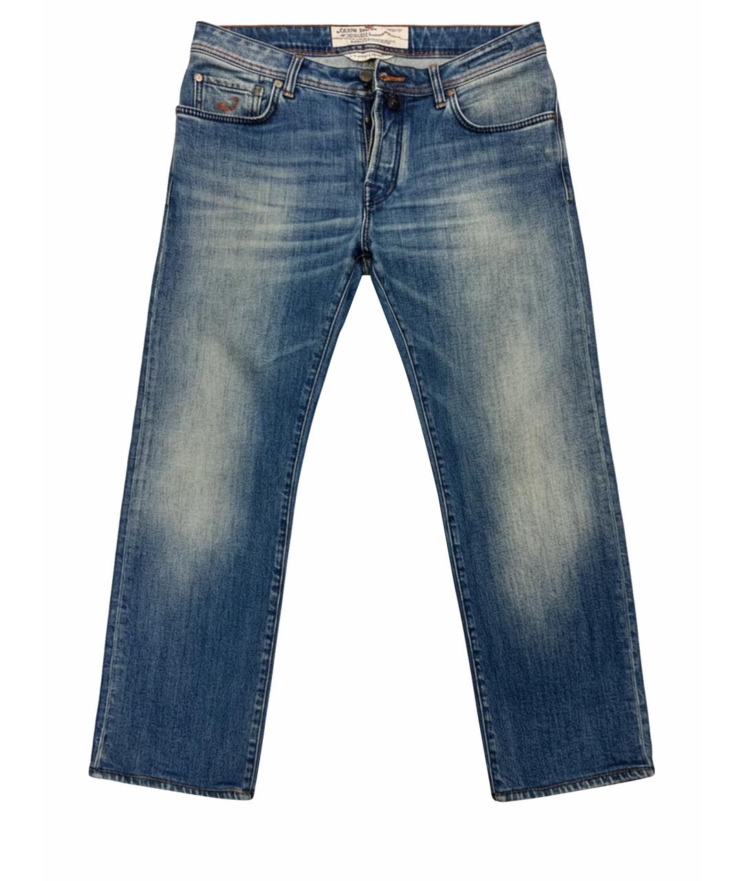 JACOB COHEN Синие хлопко-эластановые прямые джинсы, фото 1