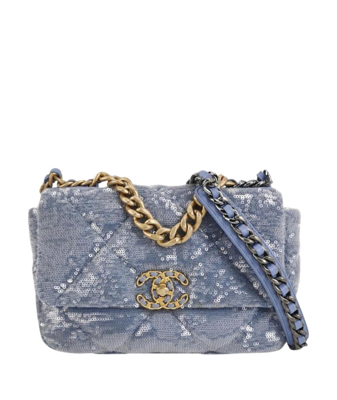 CHANEL Голубая кожаная сумка через плечо, фото 1