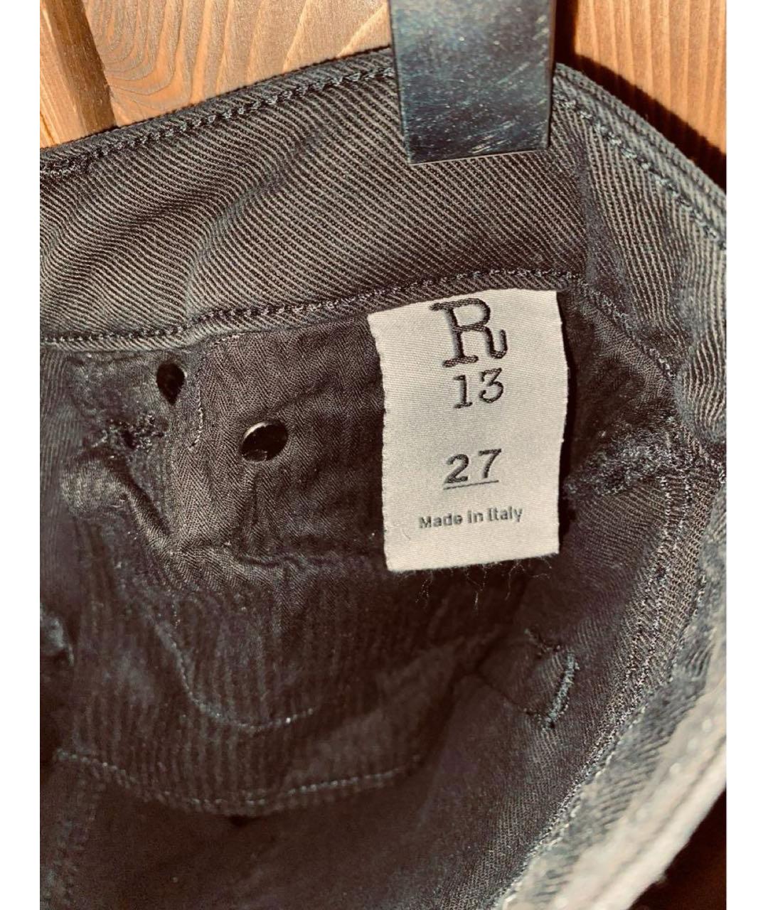 R13 Черные хлопко-полиэстеровые джинсы слим, фото 2