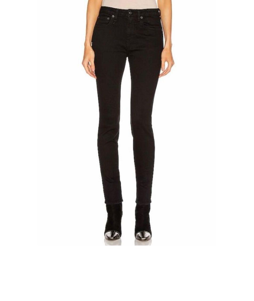 R13 Черные хлопко-полиэстеровые джинсы слим, фото 4