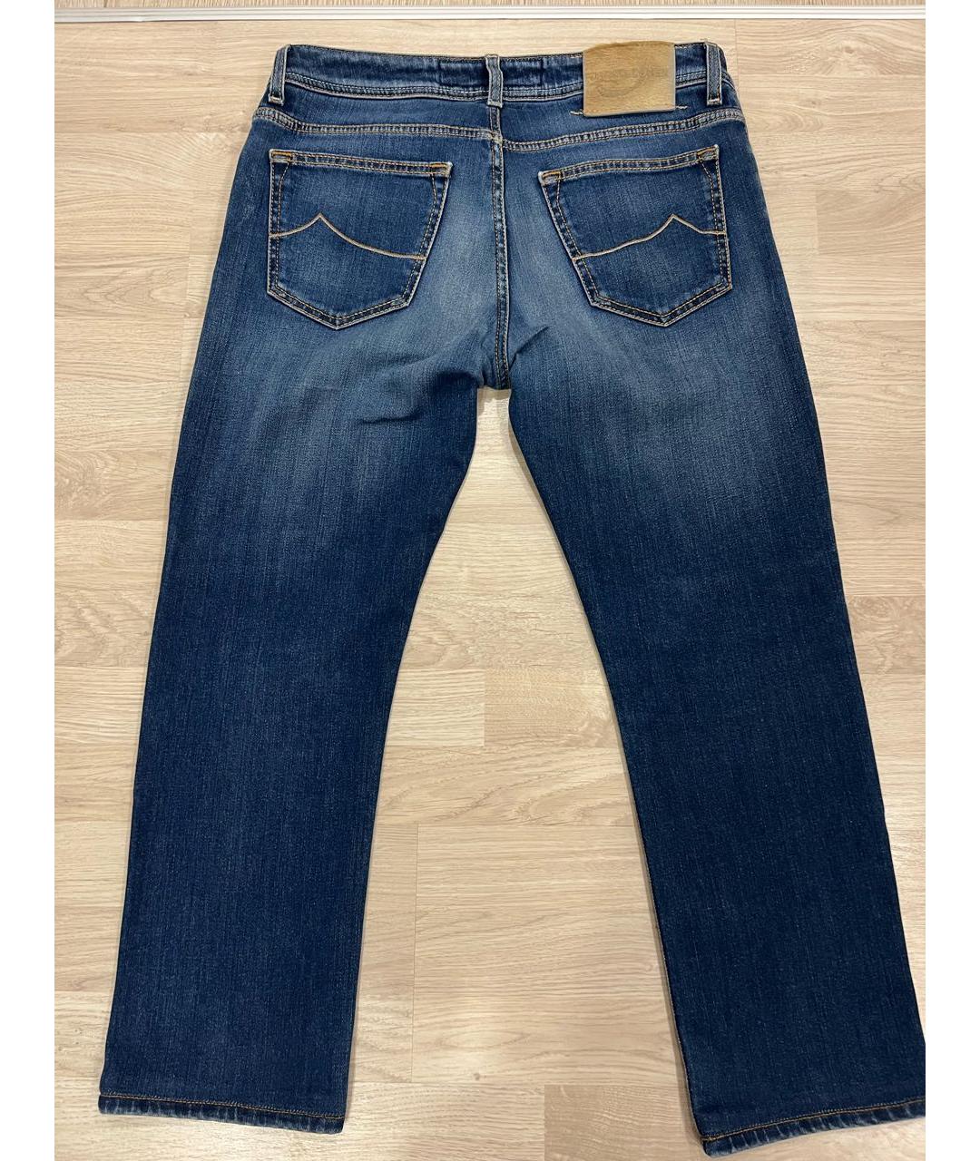 JACOB COHEN Темно-синие хлопко-эластановые прямые джинсы, фото 4