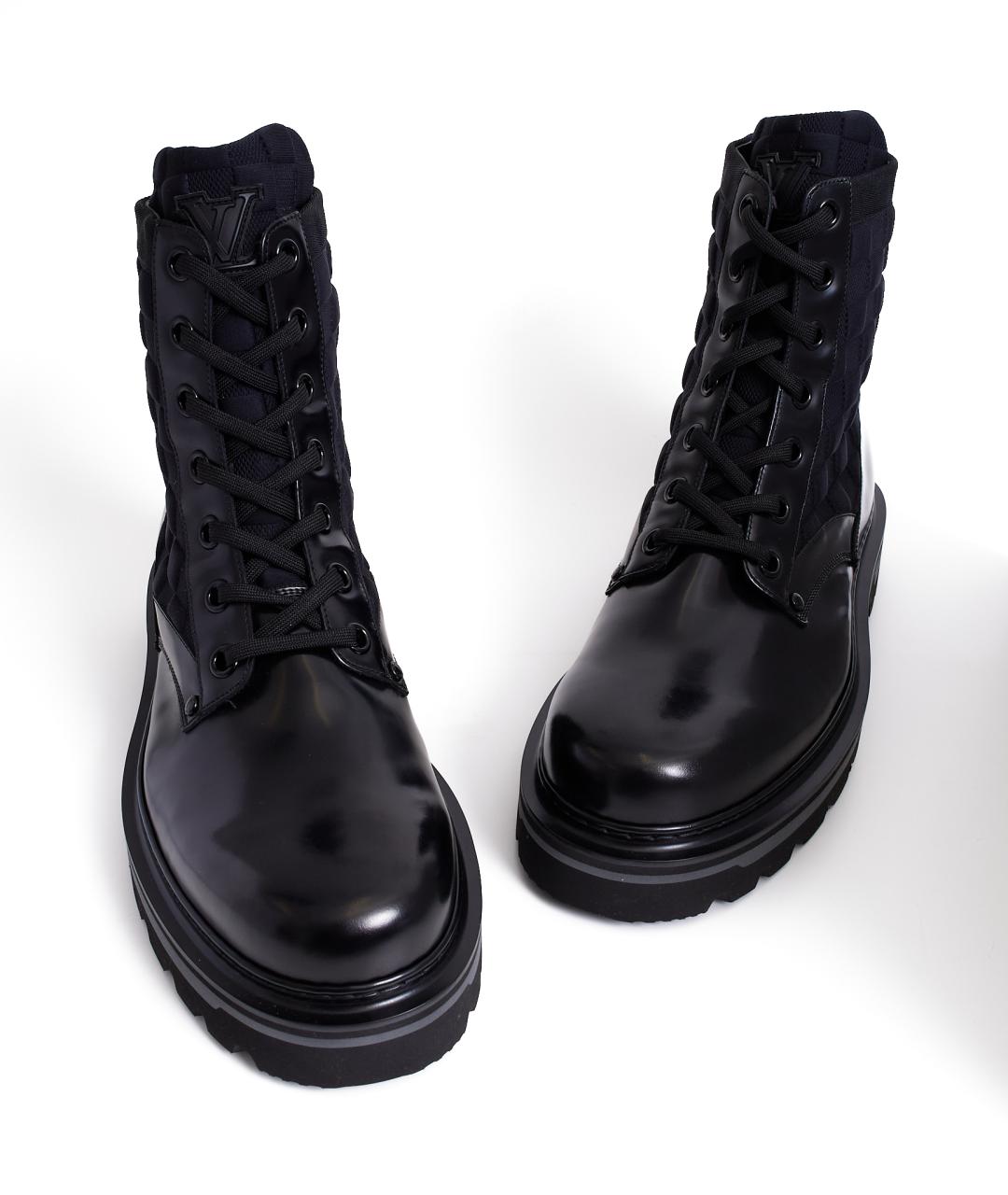 LOUIS VUITTON Черные кожаные высокие ботинки, фото 4