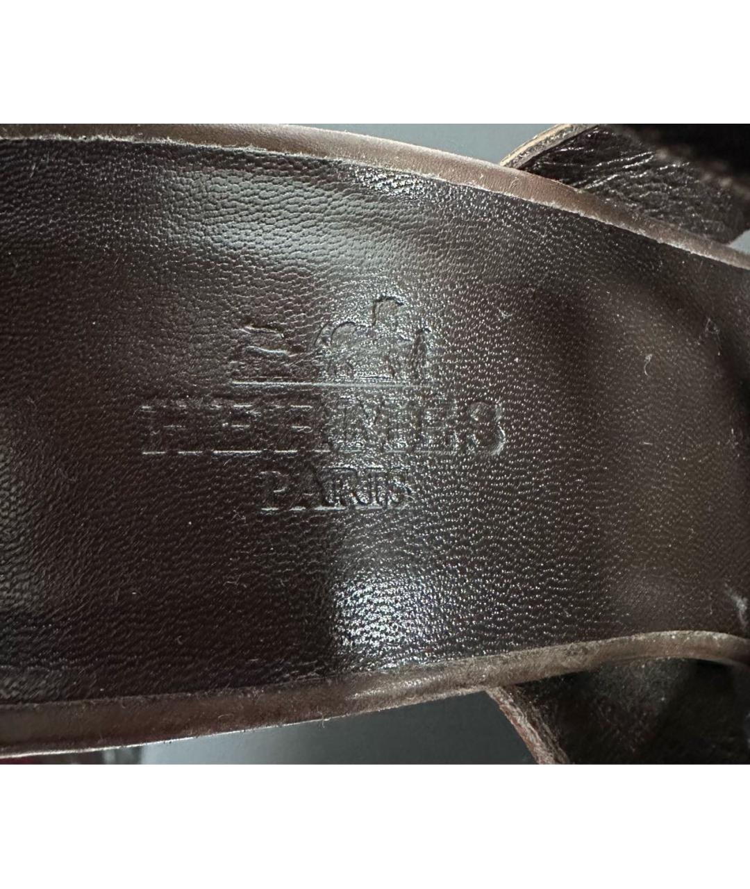 HERMES Оранжевое кожаные босоножки, фото 3