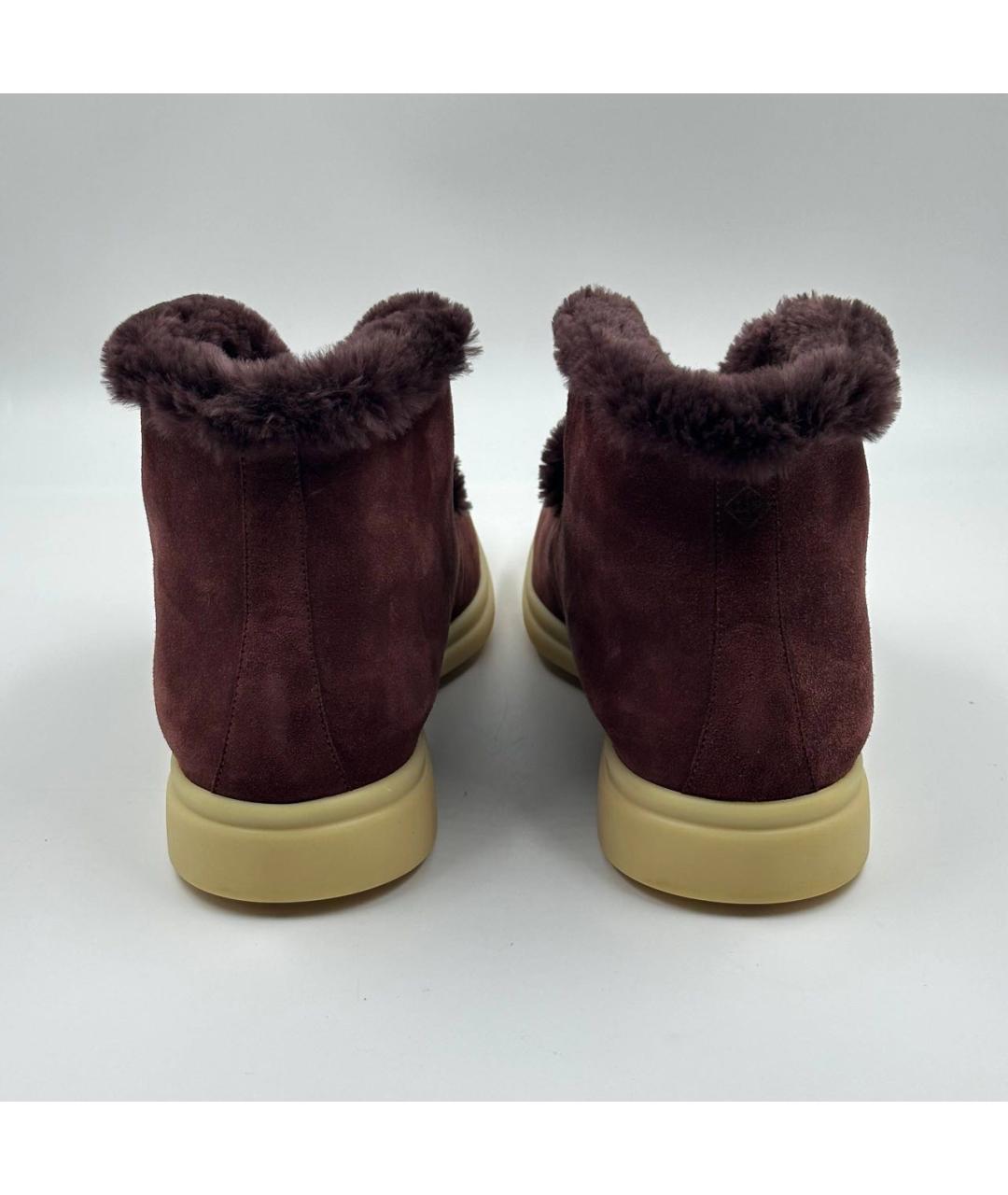 LORO PIANA Бордовые замшевые лоферы, фото 5