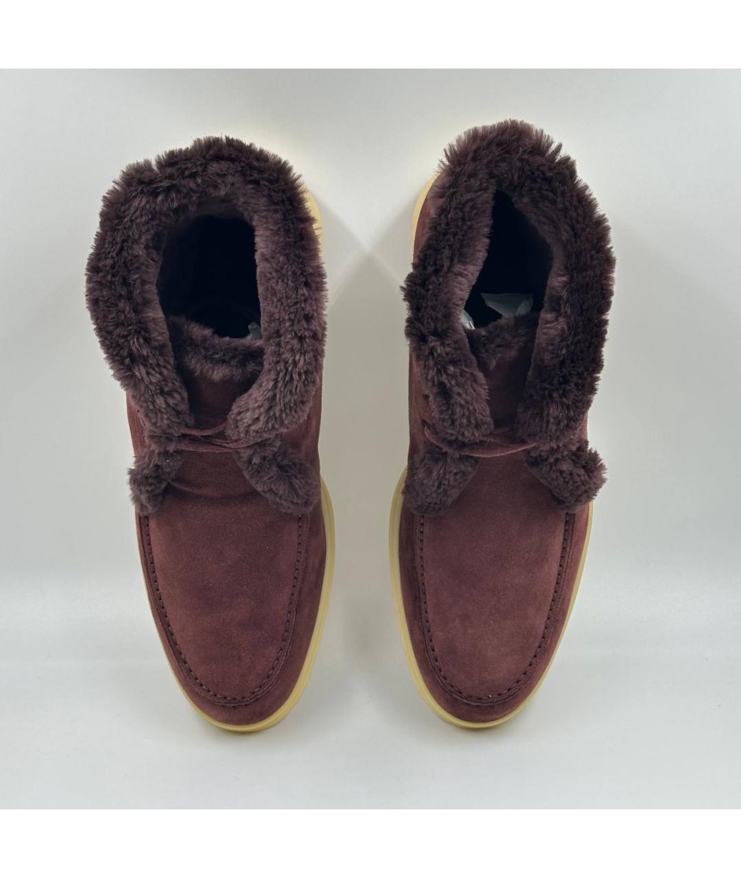 LORO PIANA Бордовые замшевые лоферы, фото 3