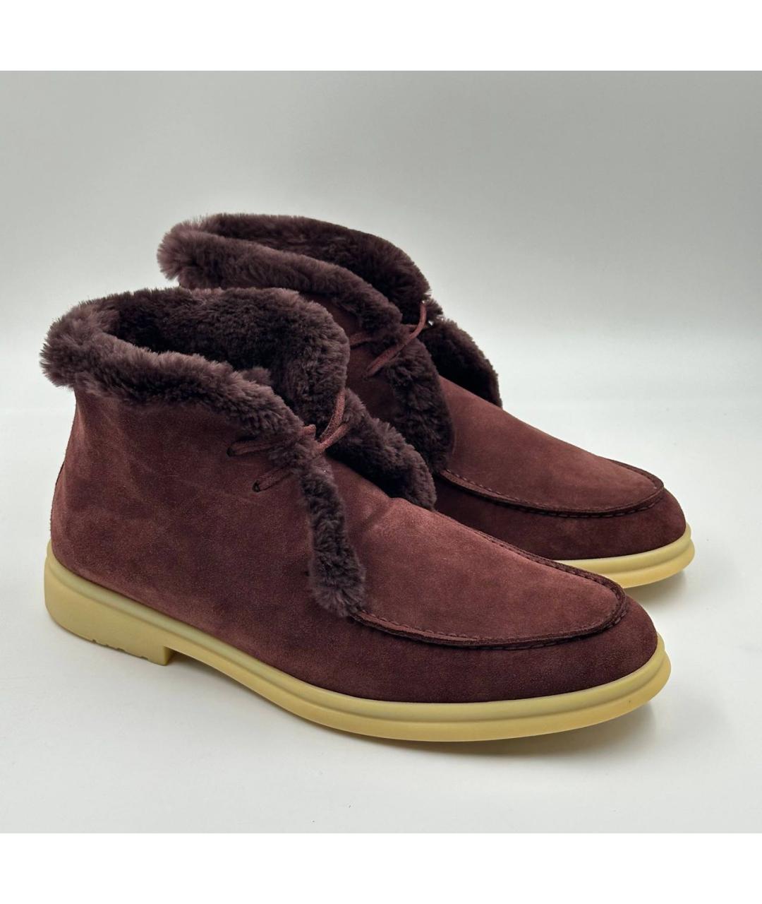 LORO PIANA Бордовые замшевые лоферы, фото 2