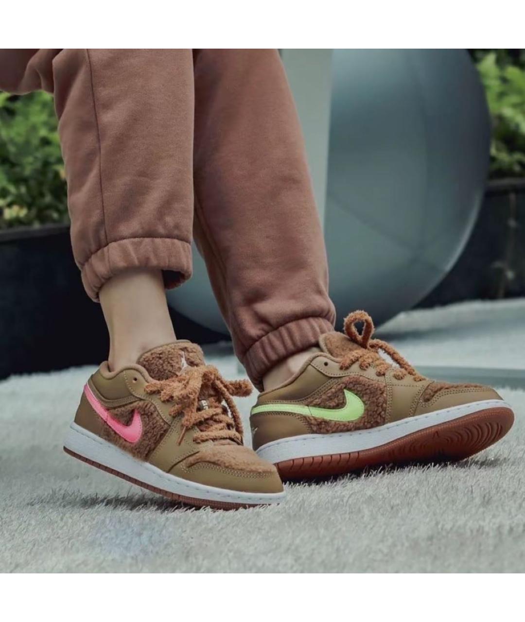 JORDAN Коричневые кожаные кроссовки, фото 4