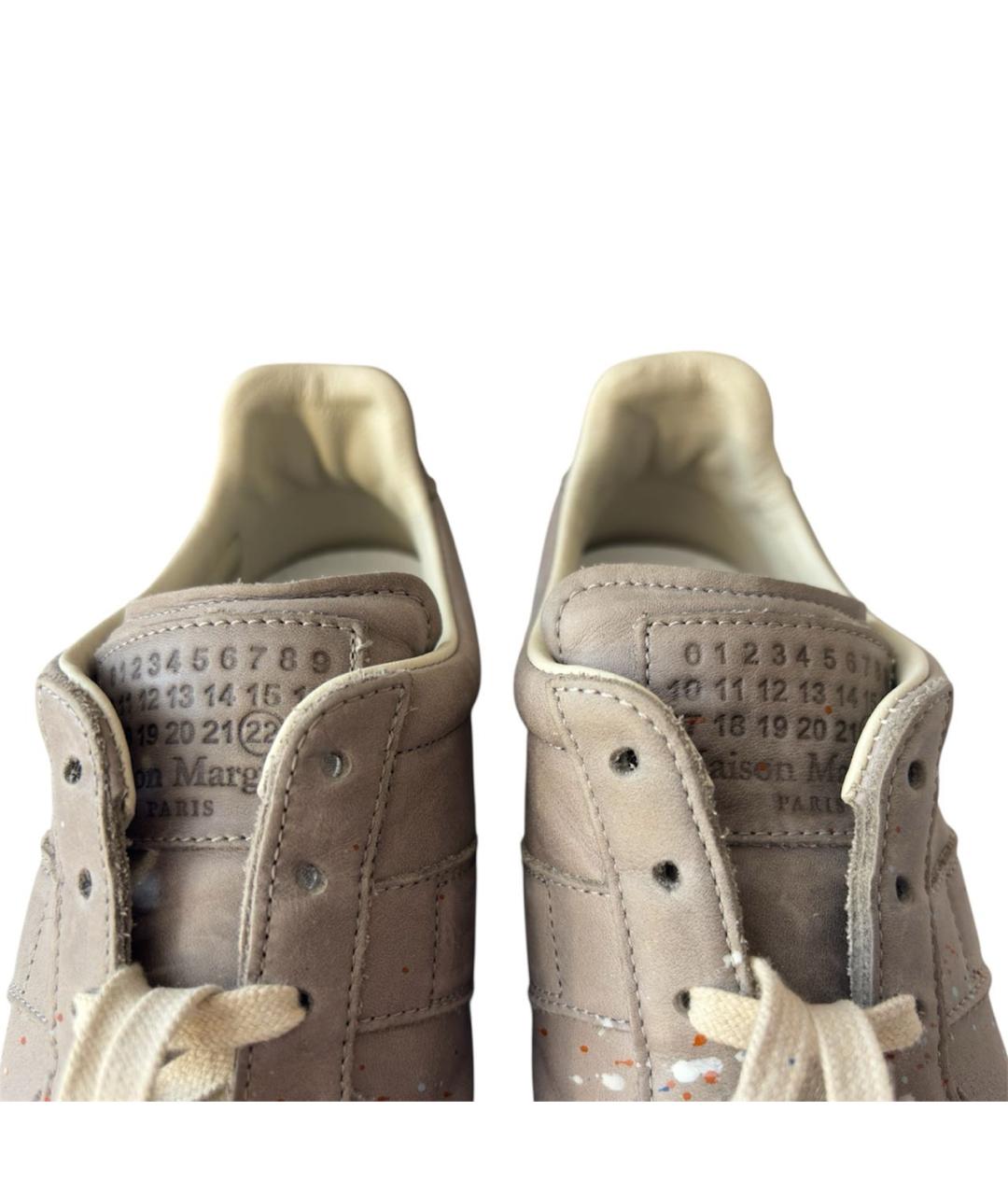 MAISON MARGIELA Серые кожаные низкие кроссовки / кеды, фото 5