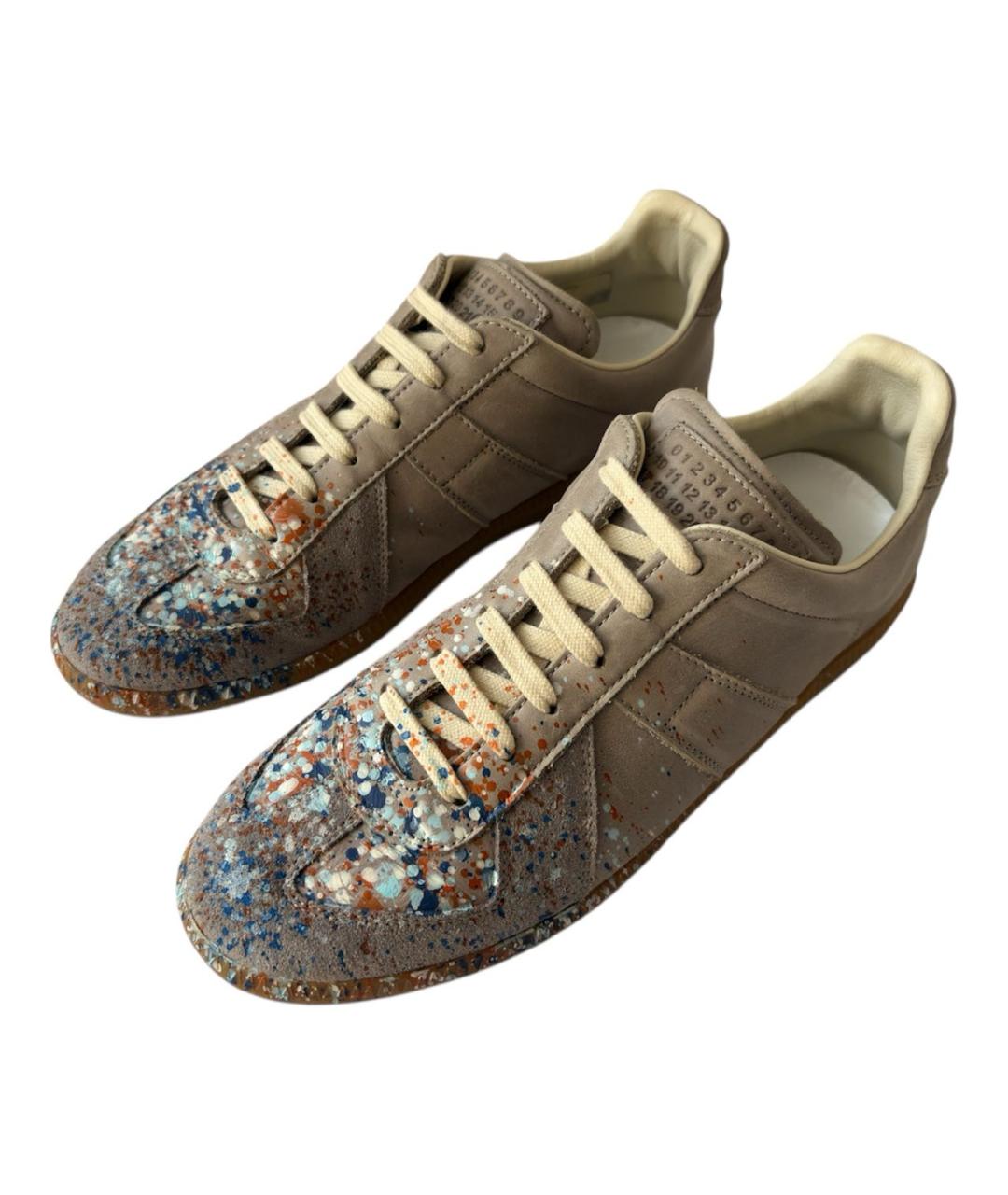 MAISON MARGIELA Серые кожаные низкие кроссовки / кеды, фото 2