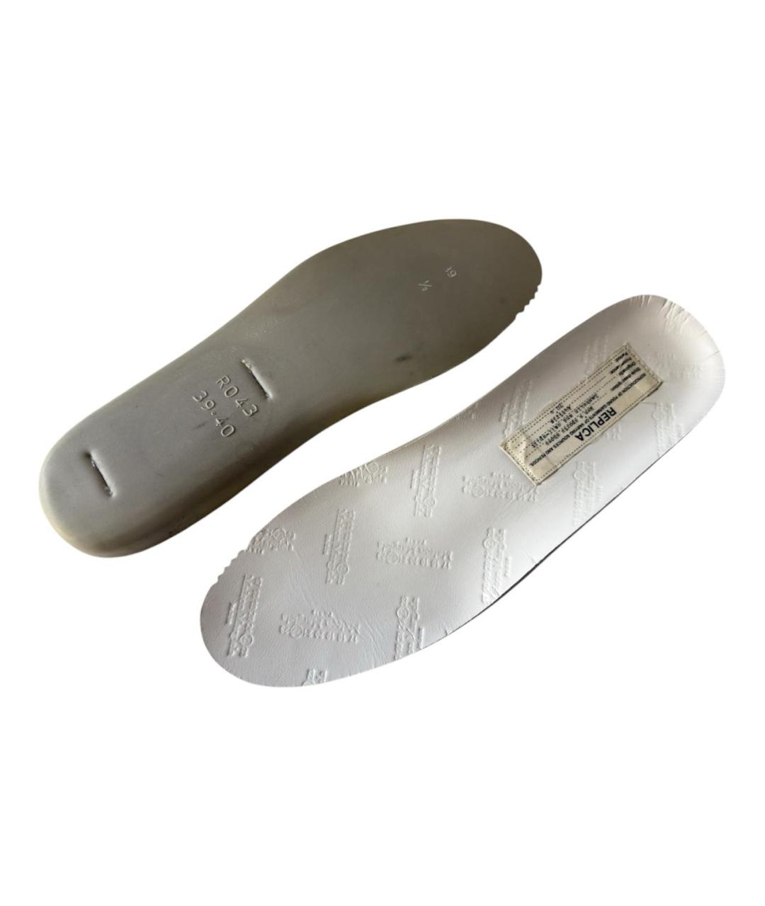 MAISON MARGIELA Серые кожаные низкие кроссовки / кеды, фото 7