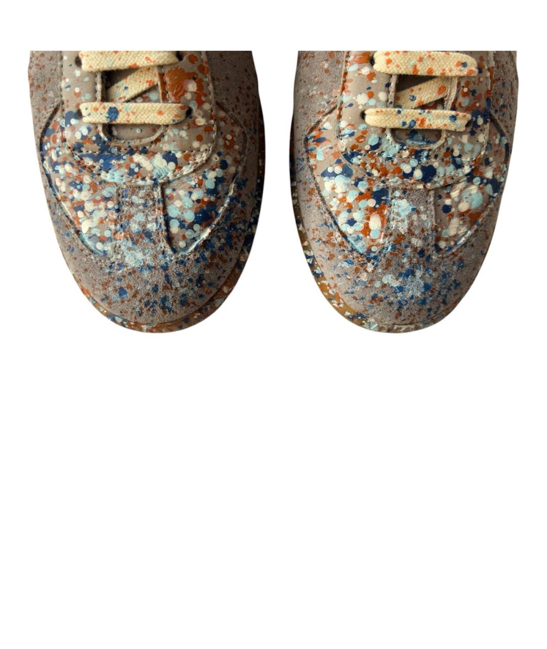 MAISON MARGIELA Серые кожаные низкие кроссовки / кеды, фото 3