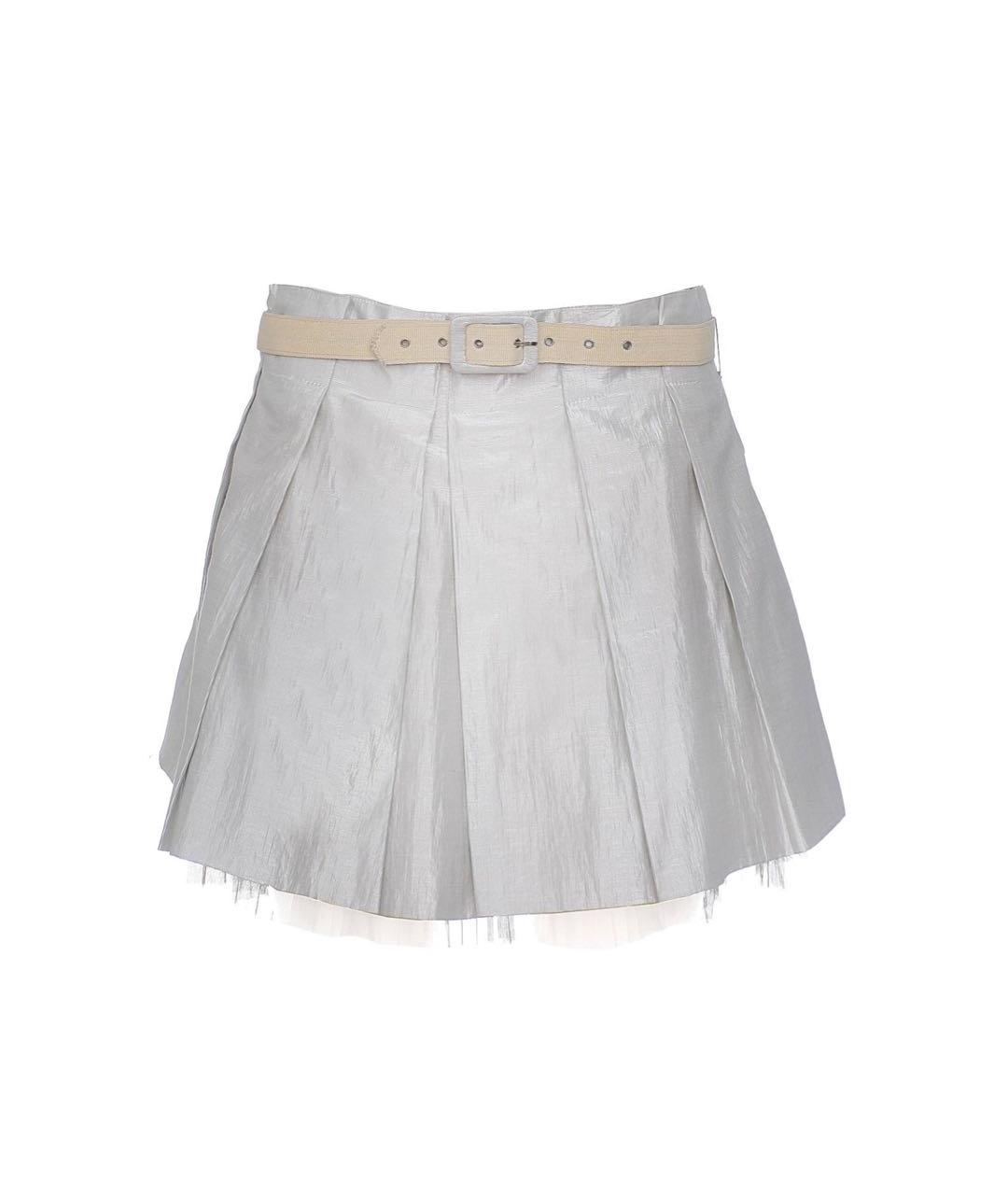 PINKO Серебряная хлопковая юбка мини, фото 9