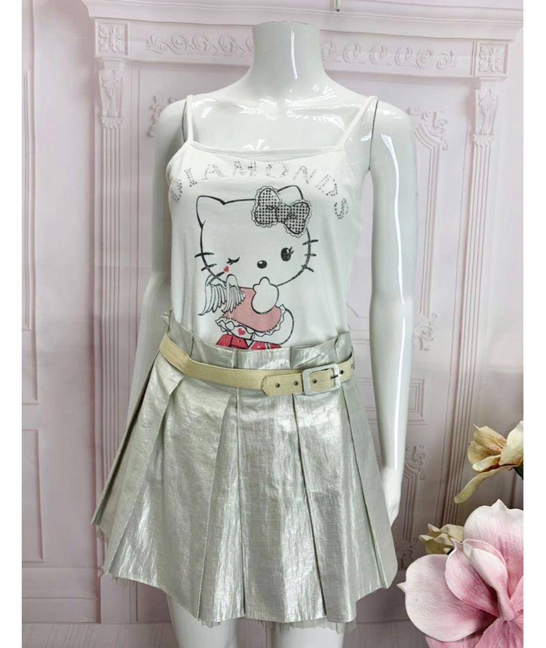 PINKO Серебряная хлопковая юбка мини, фото 5