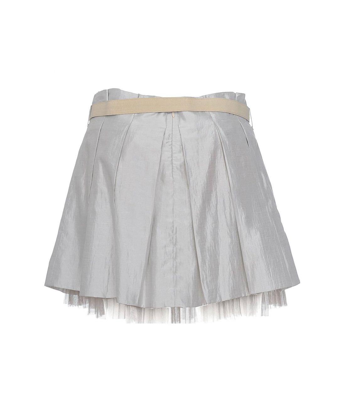 PINKO Серебряная хлопковая юбка мини, фото 2
