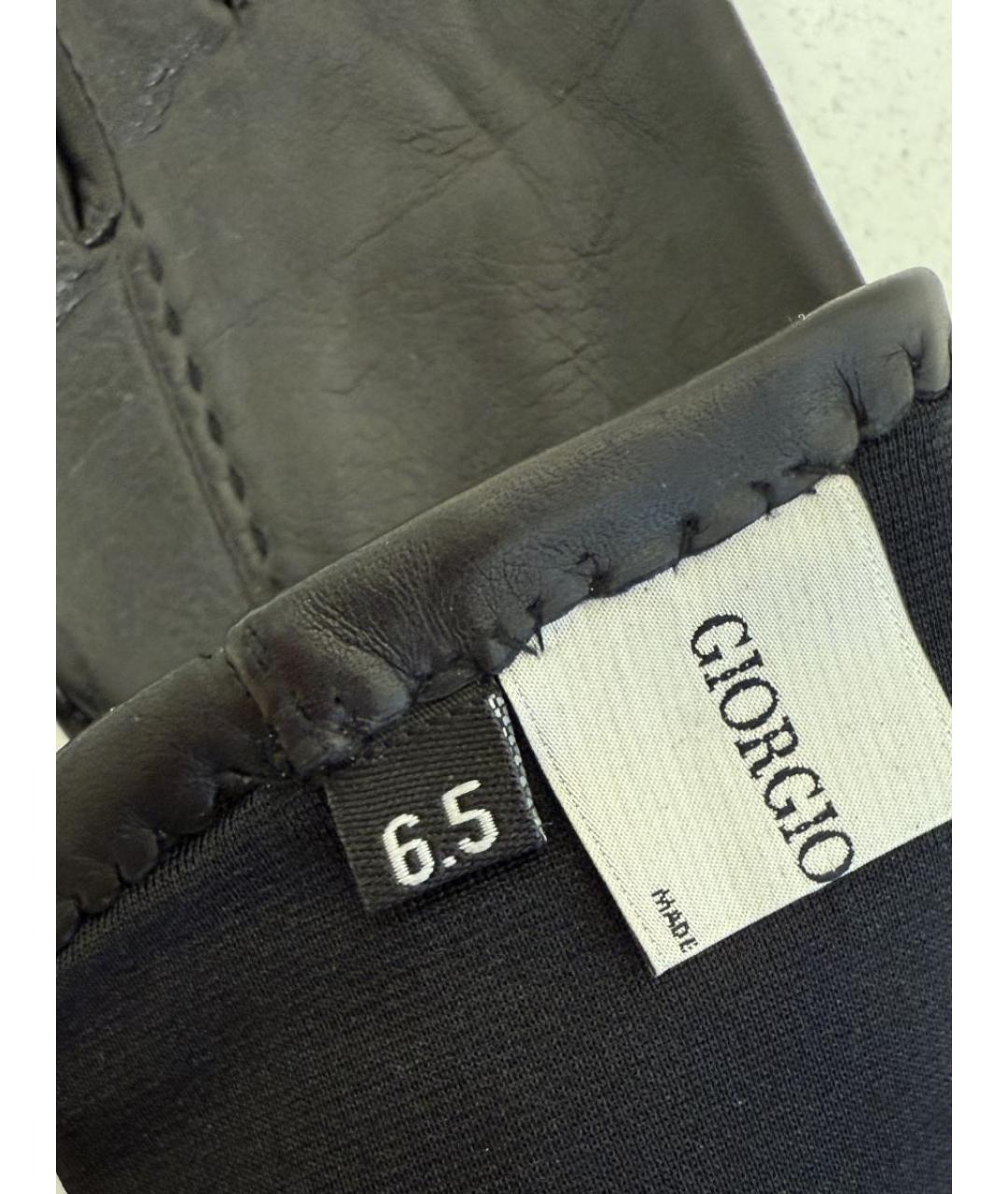 GIORGIO ARMANI Черные кожаные перчатки, фото 5