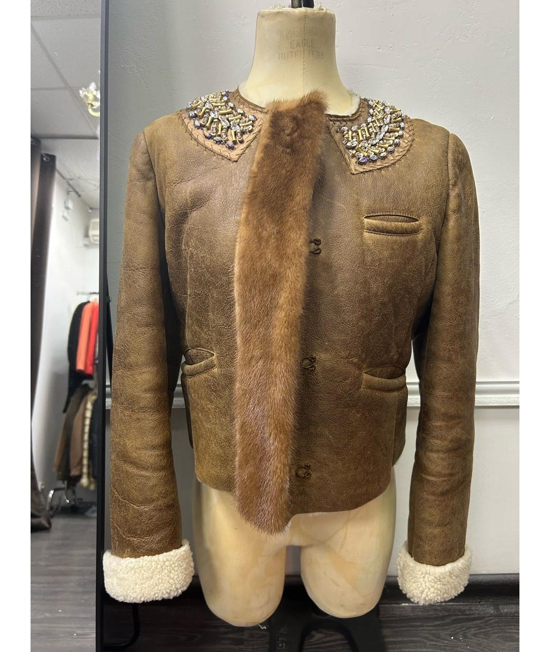 PRADA Бежевая меховая дубленка, фото 5