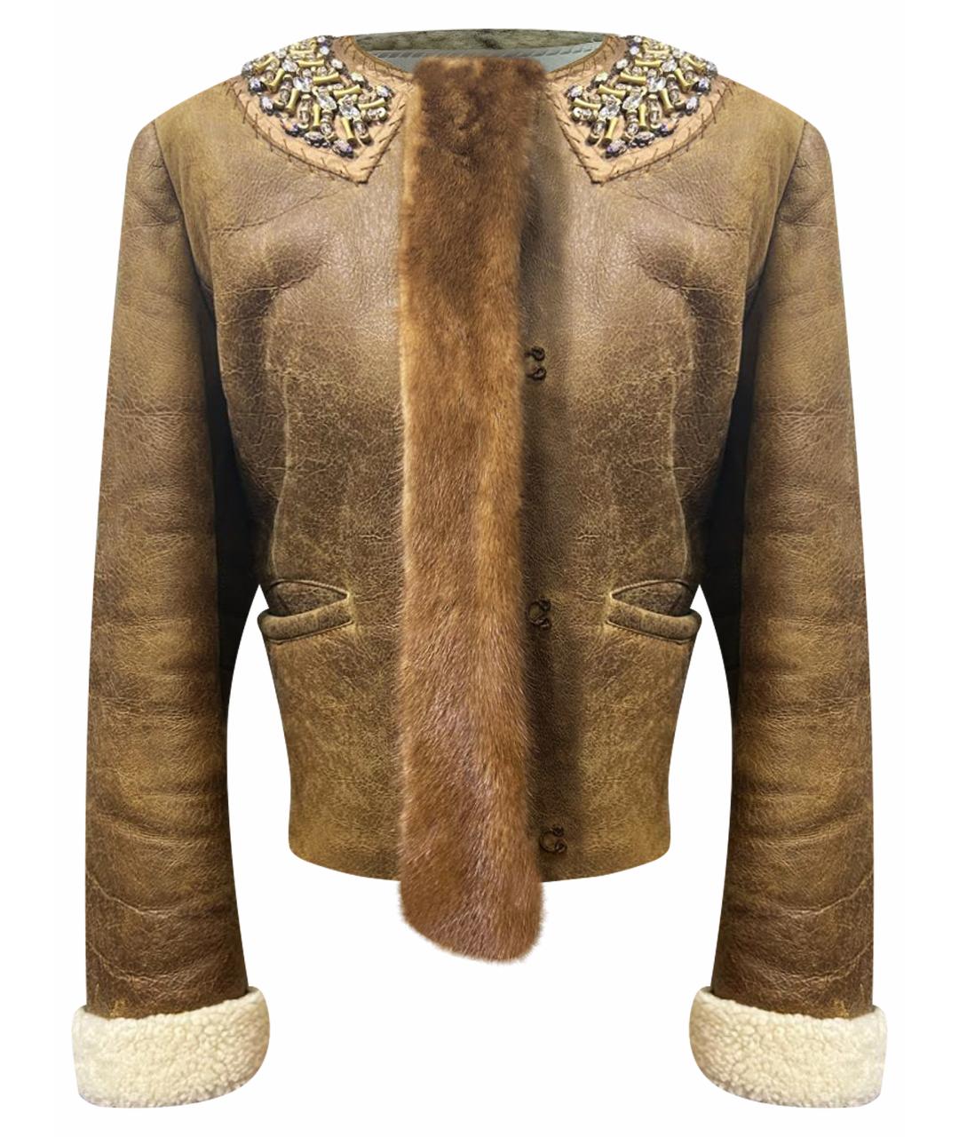 PRADA Бежевая меховая дубленка, фото 1