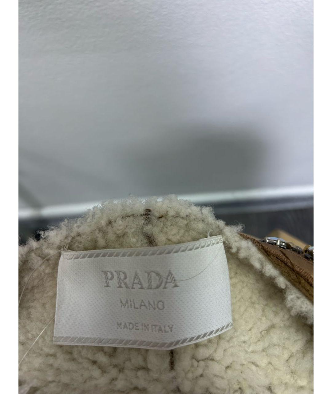 PRADA Бежевая меховая дубленка, фото 4
