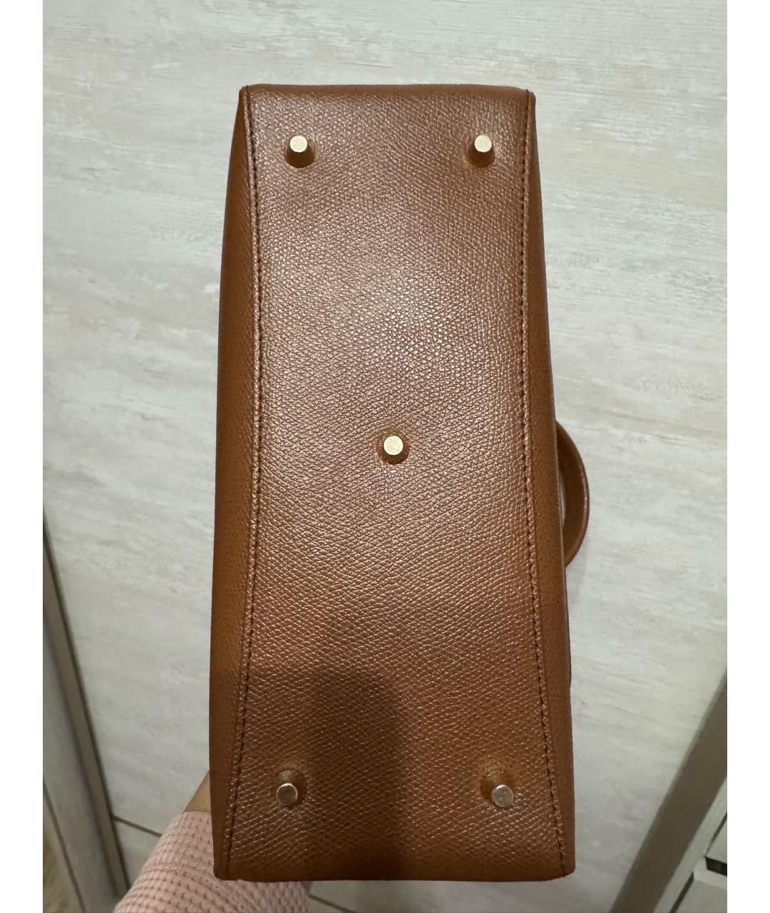 FURLA Коричневая кожаная сумка с короткими ручками, фото 4