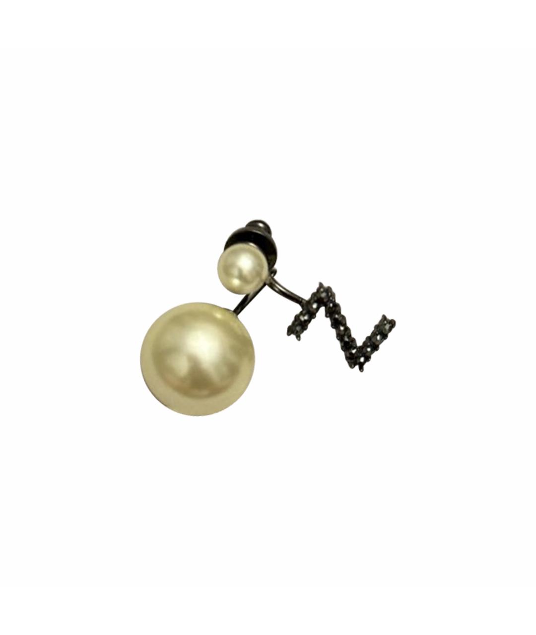 CHRISTIAN DIOR Белые металлические серьги, фото 1