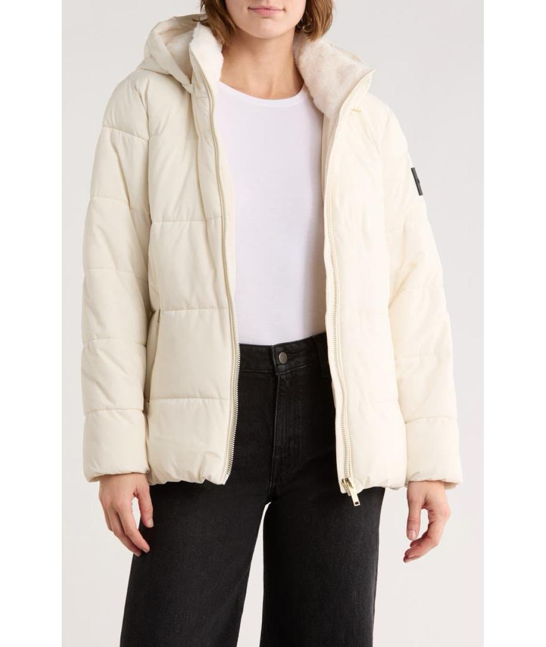 CALVIN KLEIN Белый полиэстеровый пуховик, фото 2