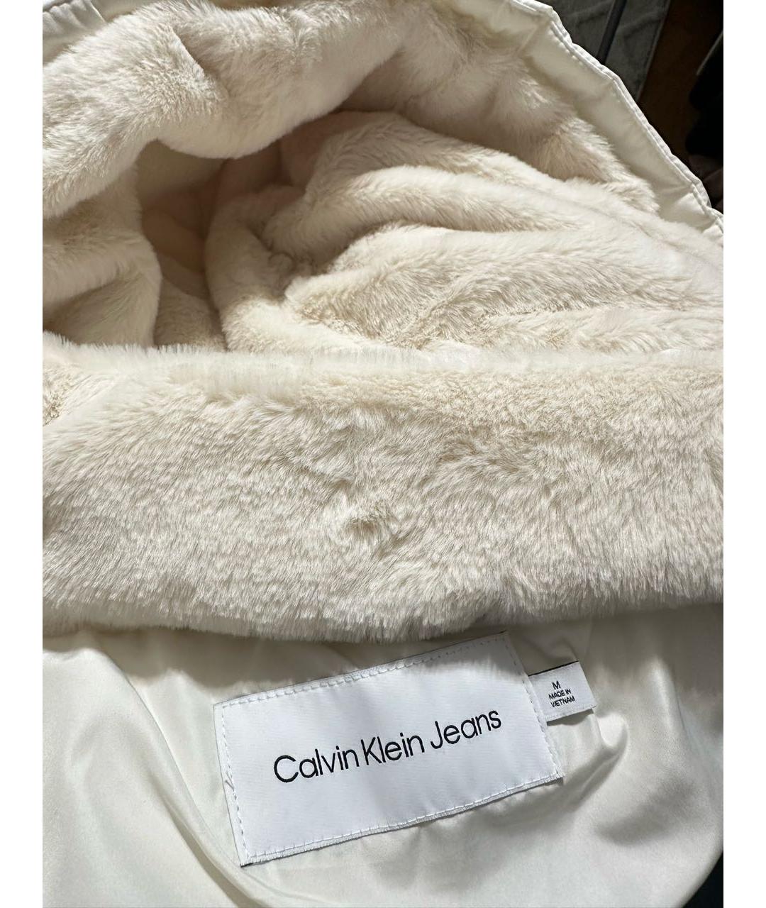 CALVIN KLEIN Белый полиэстеровый пуховик, фото 7