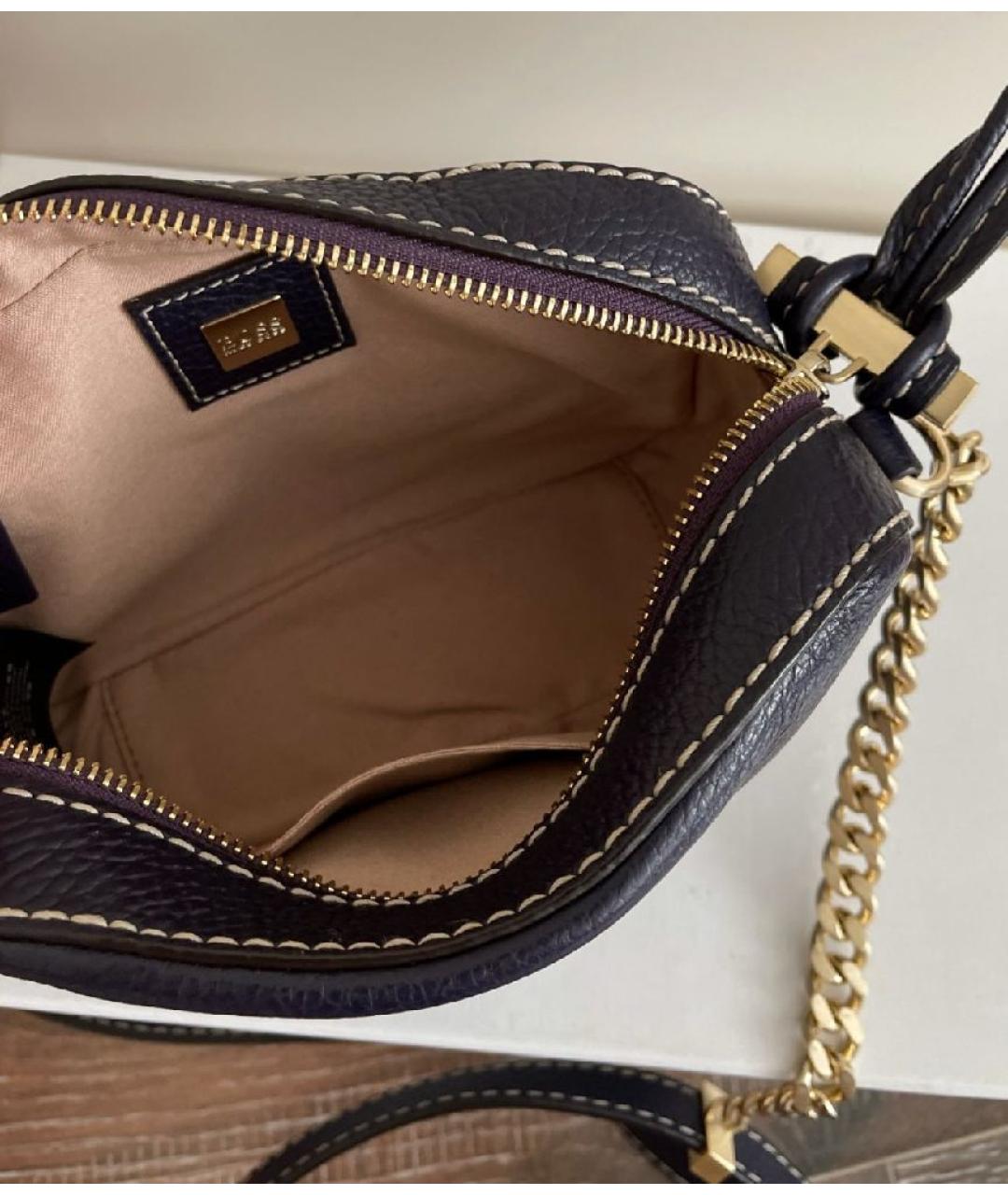 HUGO BOSS Фиолетовая кожаная сумка через плечо, фото 4