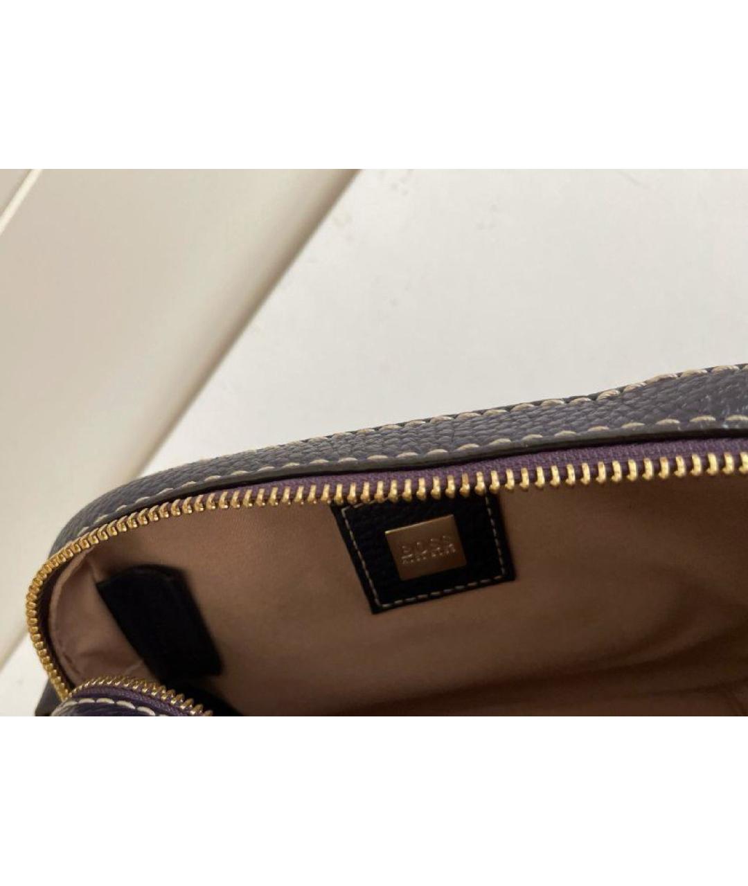 HUGO BOSS Фиолетовая кожаная сумка через плечо, фото 5