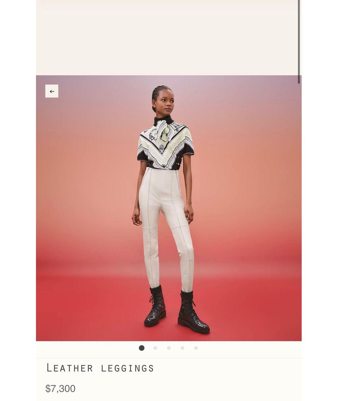 HERMES Бежевые кожаные брюки узкие, фото 3