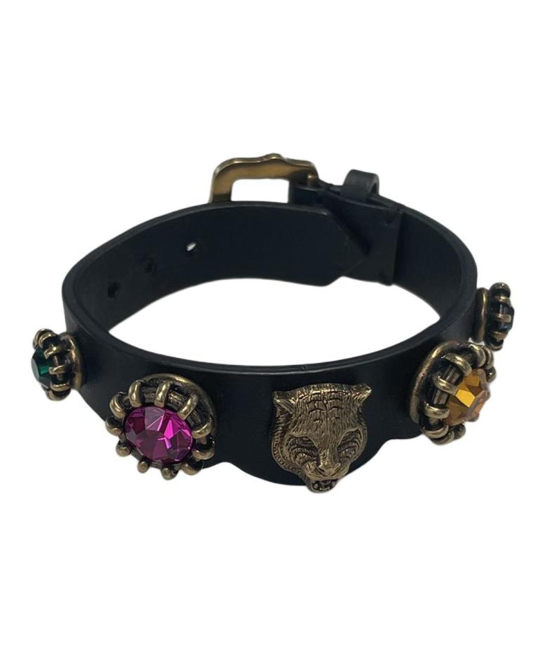 GUCCI Черный кожаный браслет, фото 2