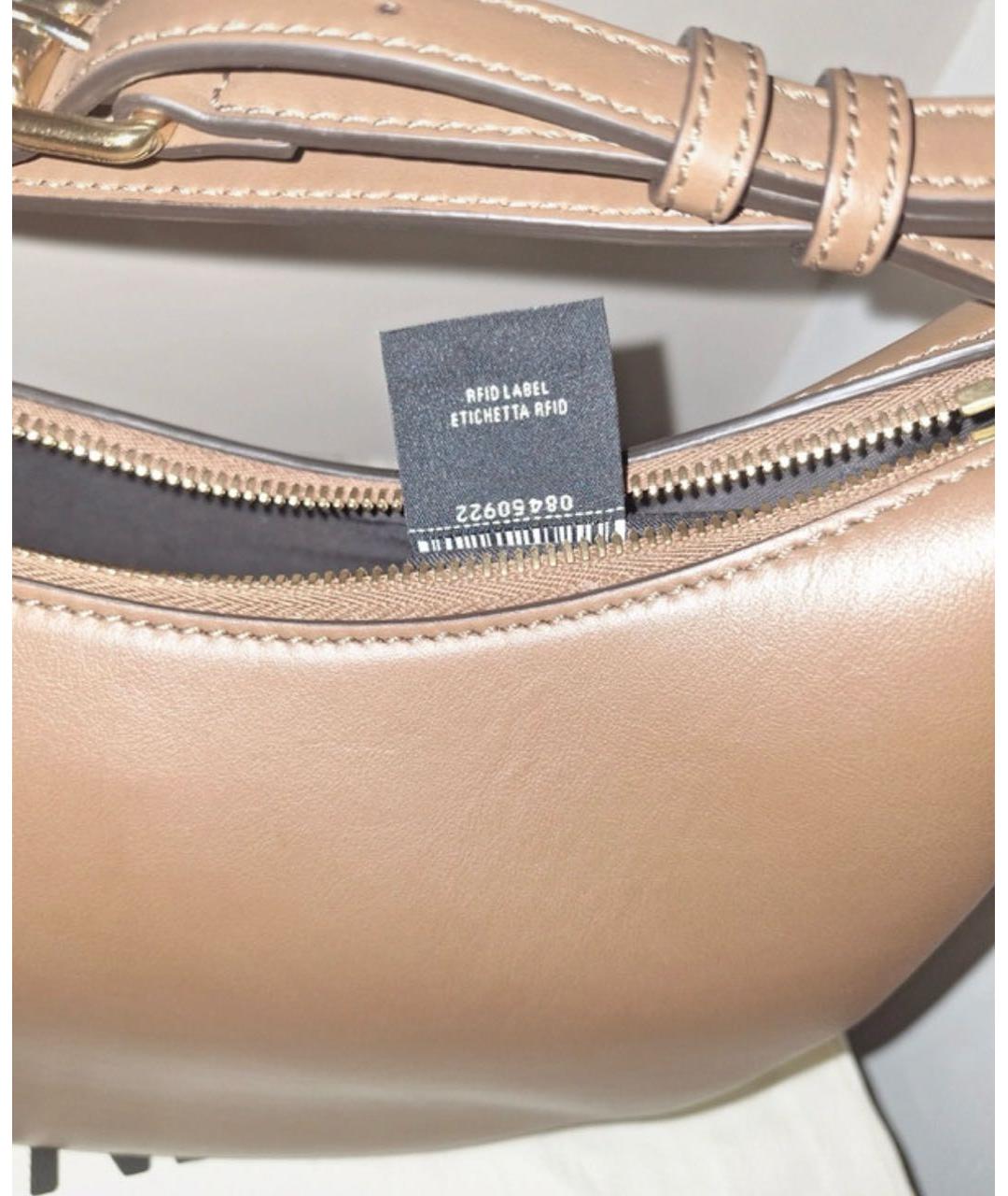 FENDI Бежевая кожаная сумка с короткими ручками, фото 4